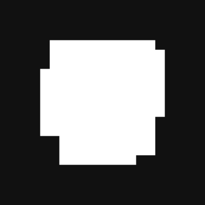 Vitt pixelblock på svart bakgrund.